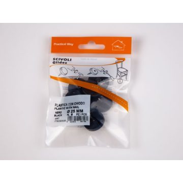   PADLÓVÉDŐ CSÚSZTATÓSZEG 25mm SZEGGEL 8db/Blister FEKETE 10015506132