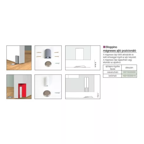 MÁGNESES AJTÓKITÁMASZTÓ STOPPINO 47mm REJTETT SZÜRKE 10015530010