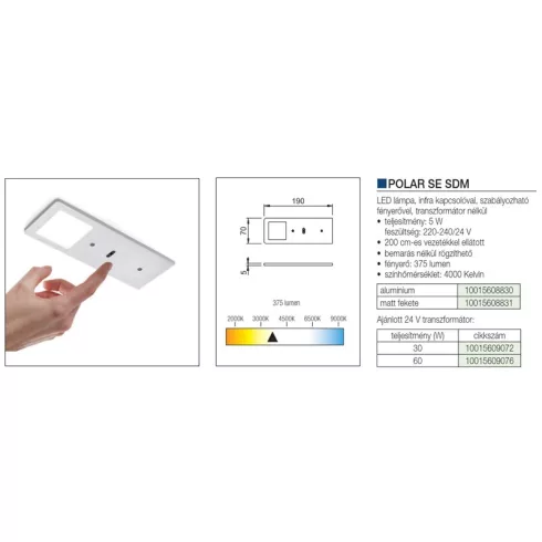 LED  VILÁGÍTÁS POLAR SE SDM 5W NW MATT FEKETE 10015608831