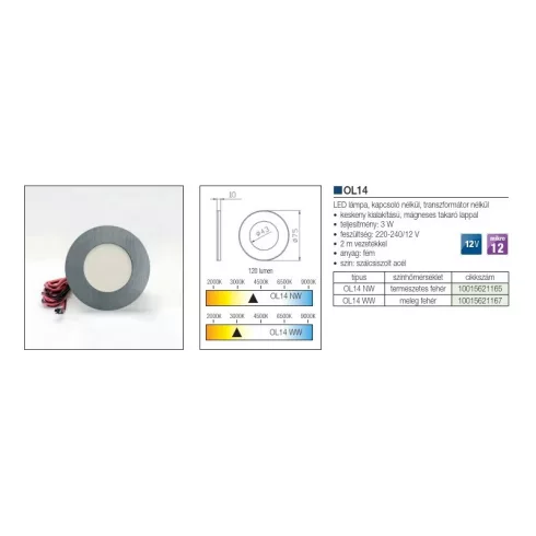 LED VILÁGÍTÁS OL14NW NATURAL WHITE SZÁLCSISZOLT ACÉL 10015621165