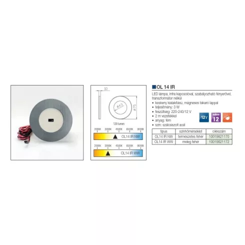 LED VILÁGÍTÁS OL14 IR WARM WHITE SZÁLCSISZOLT ACÉL 10015621172