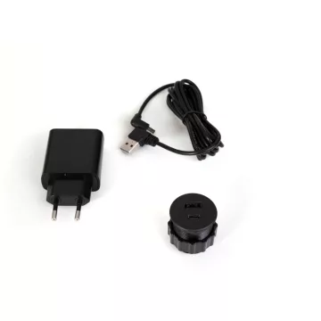   VILÁGÍTÁSTECHNIKAI KIEGÉSZÍTŐ SM-716B BEÉPÍTHETŐ USB TÖLTŐ USB-A + USB-C (5V/3A) D=35MM FEKETE 10015621895