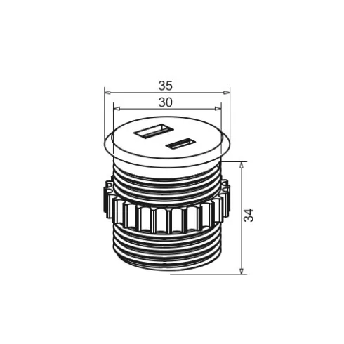 VILÁGÍTÁSTECHNIKAI KIEGÉSZÍTŐ SM-716B BEÉPÍTHETŐ USB TÖLTŐ USB-A + USB-C (5V/3A) D=35MM FEKETE 10015621895