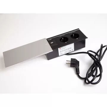   IRODABÚTOR TARTOZÉKOK KONNEKTOR ELOSZTÓ MODULBOX III - 2x230V + 1xUSB (5V/2A) ALUMÍNIUM 10015622160