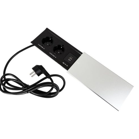 IRODABÚTOR TARTOZÉKOK KONNEKTOR ELOSZTÓ MODULBOX III - 2x230V + 1xUSB (5V/2A) ALUMÍNIUM 10015622160