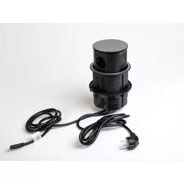   IRODABÚTOR TARTOZÉKOK KONNEKTOR ELOSZTÓ MODULBOX IVH - VEZ. NÉLK. TÖLT.+2x230V+2xUSB+HDMI FEKETE 10015622201
