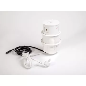   IRODABÚTOR TARTOZÉKOK KONNEKTOR ELOSZTÓ MODULBOX IVH - VEZ. NÉLK. TÖLT.+2x230V+2xUSB+HDMI FEHÉR 10015622211