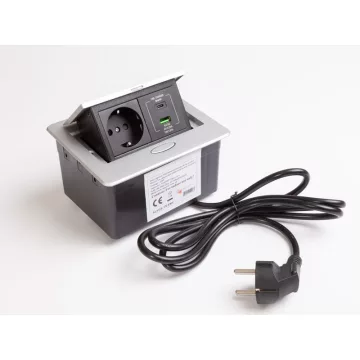   IRODABÚTOR TARTOZÉKOK KONNEKTOR ELOSZTÓ MODULBOX MINI - 1×230V + 2xUSB ALUMINIUM 10015622240