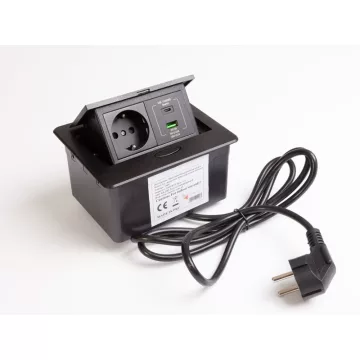   IRODABÚTOR TARTOZÉKOK KONNEKTOR ELOSZTÓ MODULBOX MINI - 1×230V + 2xUSB MATT FEKETE 10015622250