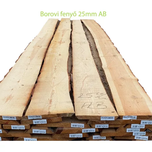 Borovi fenyő fűrészáru 25mm AB szárított