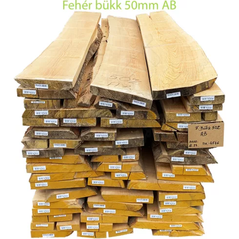 Fehér bükk fűrészáru 50mm AB (I-II.) szárított