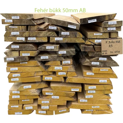 Fehér bükk fűrészáru 50mm AB (I-II.) szárított