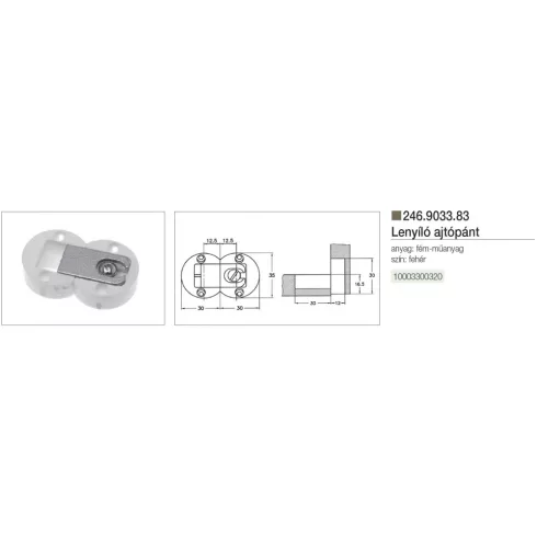 Lenyíló ajtópánt 60x35x12mm fehér 10003300320
