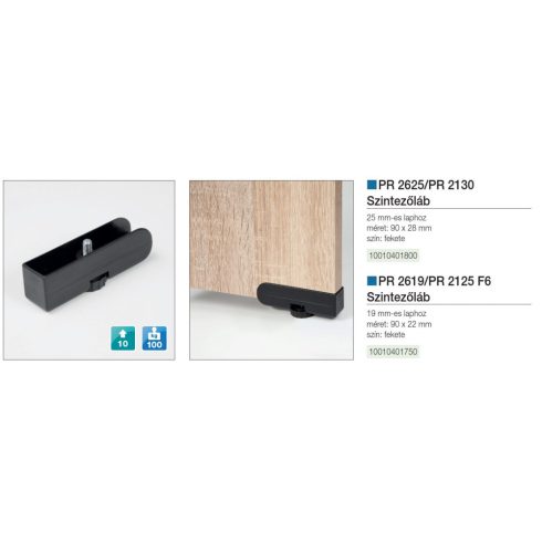 Szint.láb 90x25mm,irodai,műa.fekete 10010401800