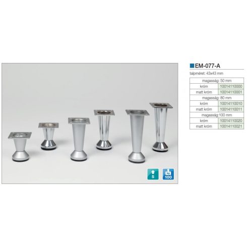 Szint.láb 80mm,króm EM-077-A 10014110010