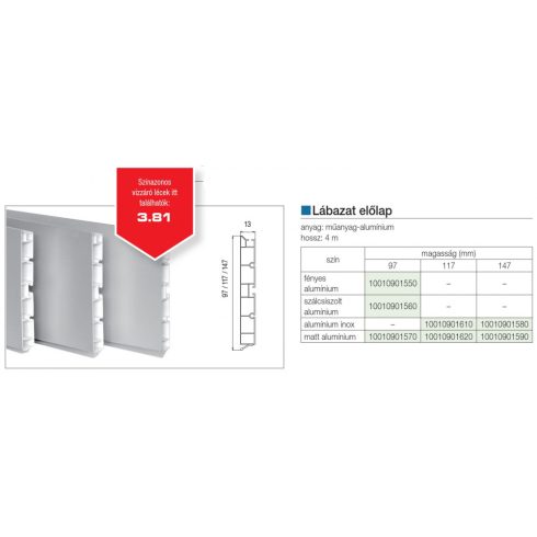 Lábazat előlap H100mm 4fm Matt Al 10010901570