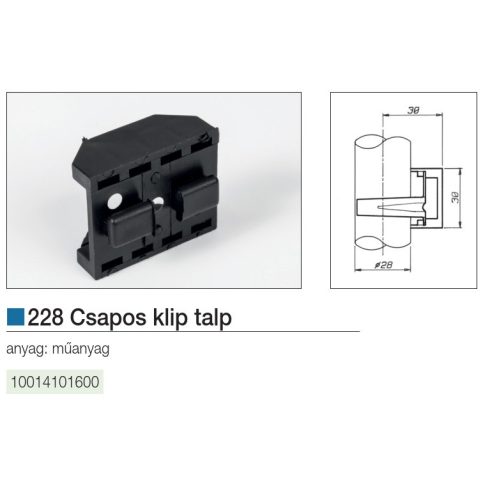 MŰANYAG SZEKRÉNYLÁB 228 CSAPOS KLIPTALP - FEKETE 10014101600