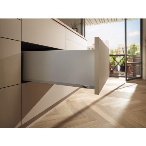 BLUM Merivobox Tip-On Blumotion K indiumszürke 40 kg 400x129mm min.beépítési méret 141mm