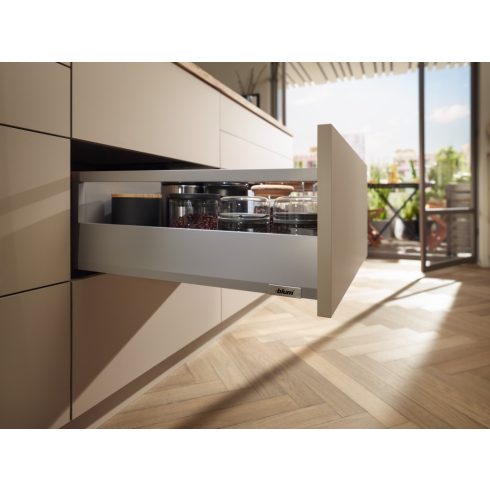 BLUM Merivobox Tip-On Blumotion E korlátos indiumszürke 40 kg 450x91mm min.beépítési méret 204mm