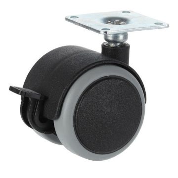   Riex GF30 bútorgörgő D50, talp 42x42x1,5 mm, puha futófelülettel, fékezhető, fekete