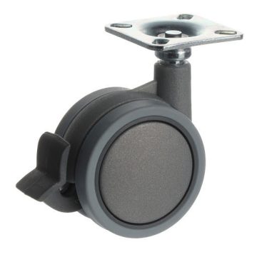   Riex GB88 bútorgörgő D60, talp 48x48 mm, puha futófelülettel, fékezhető, szürke