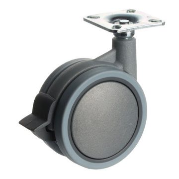   Riex GB88 bútorgörgő D75, talp 48x48 mm, puha futófelülettel, fékezhető, szürke