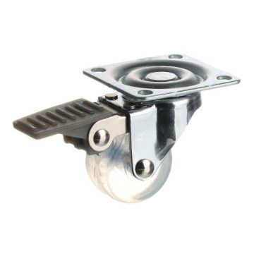   Riex GC70 bútorgörgő D35, talp 50x50 mm, puha futófelülettel, fékezhető, átlátszó fehér