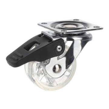   Riex GC70 bútorgörgő D50, talp 50x50 mm, puha futófelülettel, fékezhető, átlátszó fehér