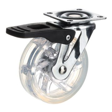   Riex GC70 bútorgörgő D75, talp 50x50 mm, puha futófelülettel, fékezhető, átlátszó fehér