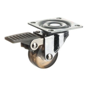   Riex GC70 bútorgörgő D35, talp 50x50 mm, puha futófelülettel, fékezhető, átlátszó barna