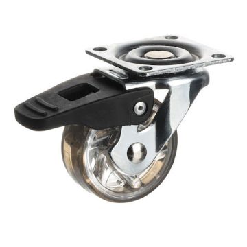   Riex GC70 bútorgörgő D50, talp 50x50 mm, puha futófelülettel, fékezhető, átlátszó barna