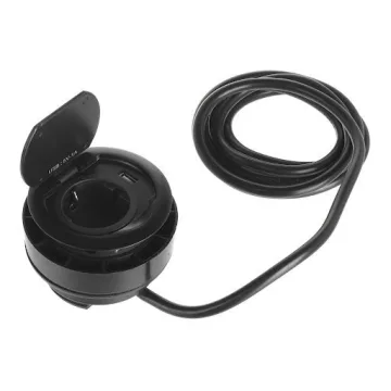   SFL Ring, elektromos csatlakozó Schuko (1×) USB A 2 A, 2 m vezeték, matt fekete