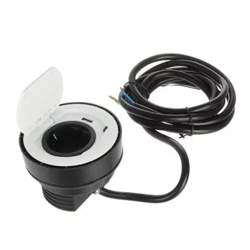   SFL Ring, elektromos csatlakozó Schuko (1×) USB A 2 A, 2 m vezeték, matt fehér