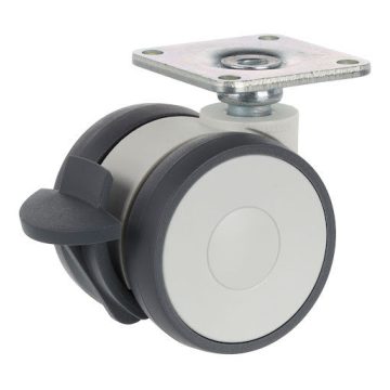   Tente 5925 Linea bútorgörgő D50, talp 42x42 mm, puha futófelület, fékezhető, világosszürke