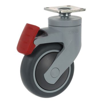   Tente 5325 Levina bútorgörgő D75, talp 42x42 mm, puha futófelület, fékezhető, szürke