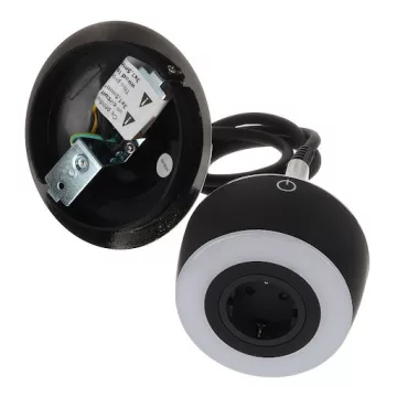   SFL Mercury, LED világítás elektr. csatl. Schuko (1×), 6 W, 4000 K, 0,9 m vezeték, fekete króm