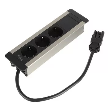   Riex ED56 elektromos csatlakozó Schuko (3×), üres modul (1×), GST 0,4 m, szálcsiszolt alumínium