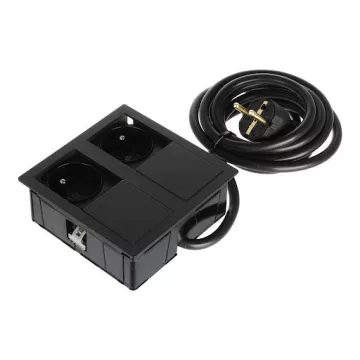   ASA Plastici Versahit Dual elektromos csatlakozó French (2×), IP54, 2 m vezeték, matt fekete