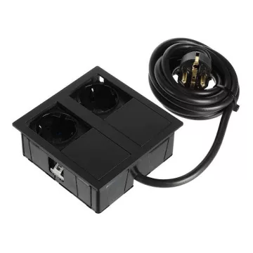   ASA Plastici Versahit Dual elektromos csatlakozó Schuko (2×), IP54, 2 m vezeték, matt fekete