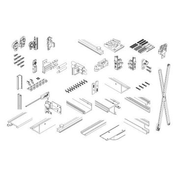   Hawa Folding Concepta 25, H 1851-2600 mm, készlet bal ajtókhoz, ezüst-eloxált
