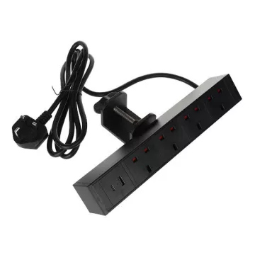   Riex ED12 elektromos csatlakozó UK (4×), USB A + USB C gyors töltő, 2 m vezeték, fekete