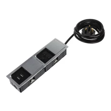   ASA Plastici Versahit Mono Combi dugalj UK (1×), USB A (2×), IP54, 2 m vezeték, rm. acél