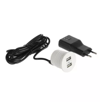   ASA Plastici Versapick töltőpont - négyzet USB A (2×) , matt fehér