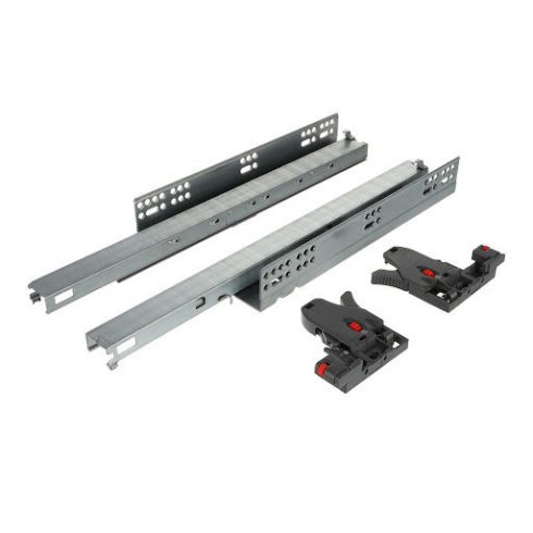 Riex NU80 rejtett fióksín, 16 mm, telj. kihúzású, csillapítással, szinkron., 40 kg, 450 mm, 3D áll.