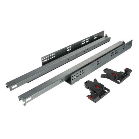 Riex NU80 rejtett fióksín, 16 mm, telj. kihúzású, csillapítással, szinkron., 40 kg, 600 mm, 3D áll.