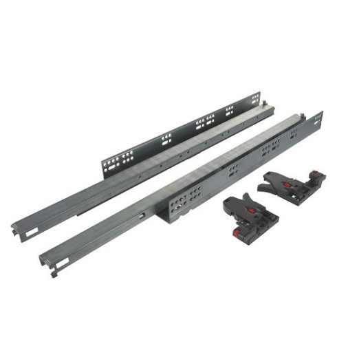 Riex NU80 rejtett fióksín, 16 mm, telj. kihúzású, csillapítással, szinkron., 40 kg, 650 mm, 3D áll.