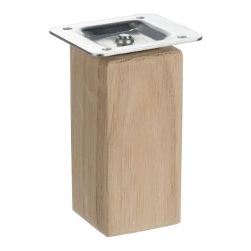   Riex GW25 Furniture leg, square, 45x45 mm, H100, unlacquered oak (4 pcs pack), F100%