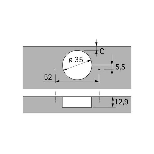Hettich Sensys 95° közézáródó pillér pánt TH 52 x 5,6 + sima talp 3mm