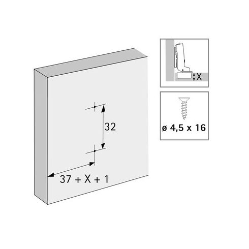 Hettich Sensys 95° közézáródó pillér pánt TH 52 x 5,6 + sima talp 3mm