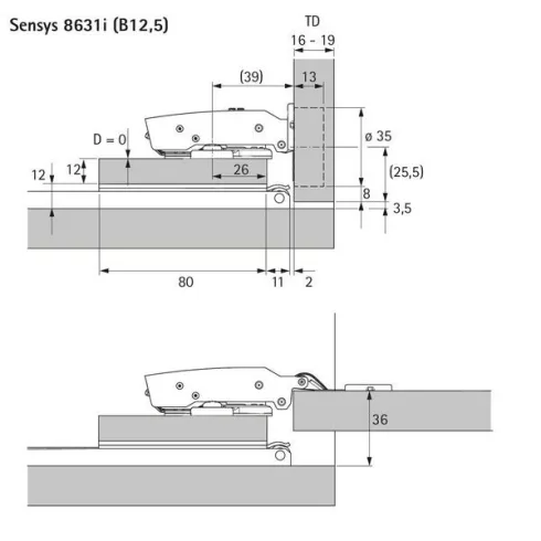 KA 5740 /  650 mm tokba rejthető ajtó rendszer